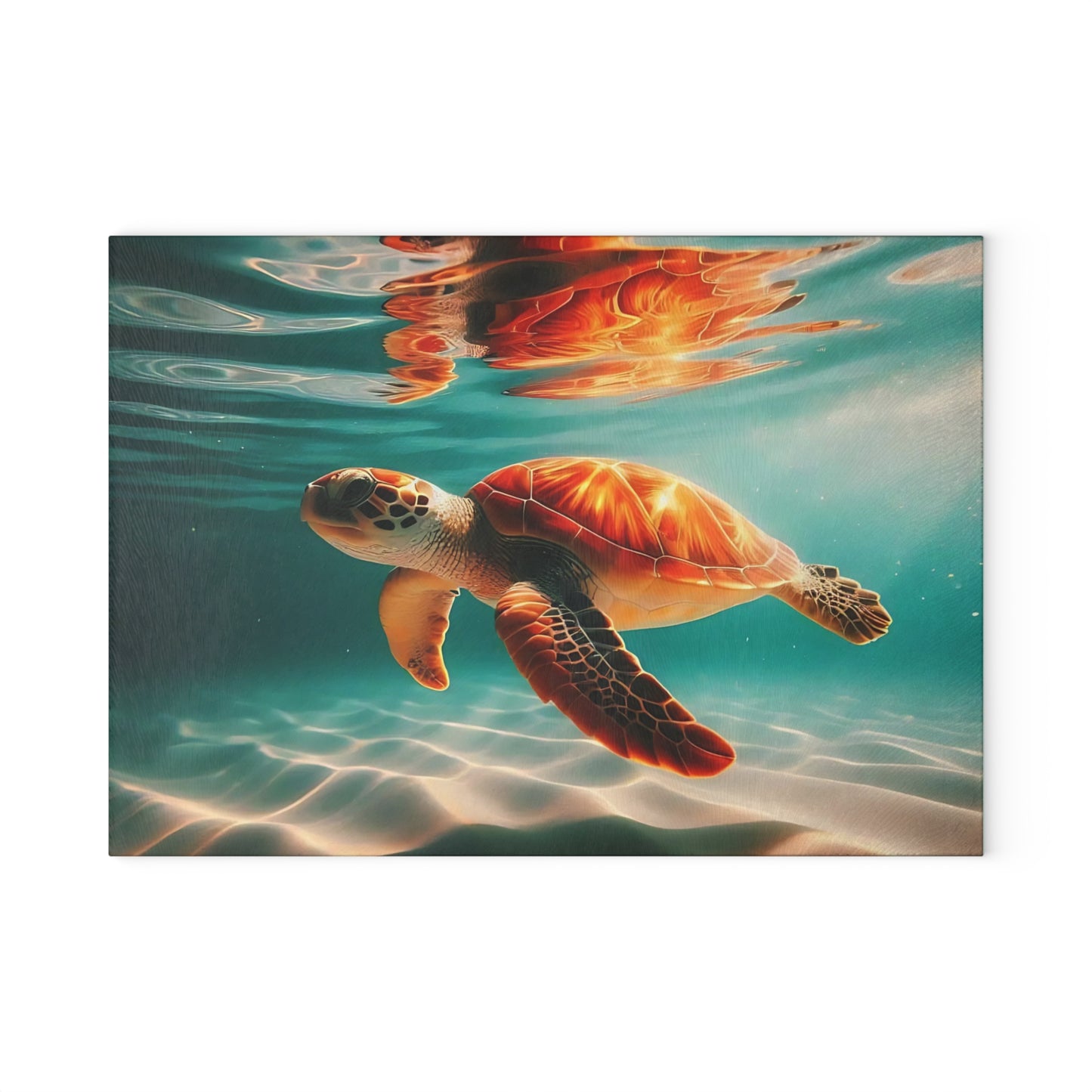🐢🌅 Sea Turtle Sunset Reflection Cutting Board – Ocean Serenity for Your Kitchen 🌊✨