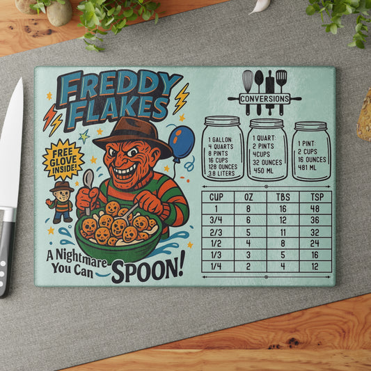 🔥 “Freddy Flakes” Horror Cereal Cutting Board – A Nightmare You Can Spoon! 🍽️