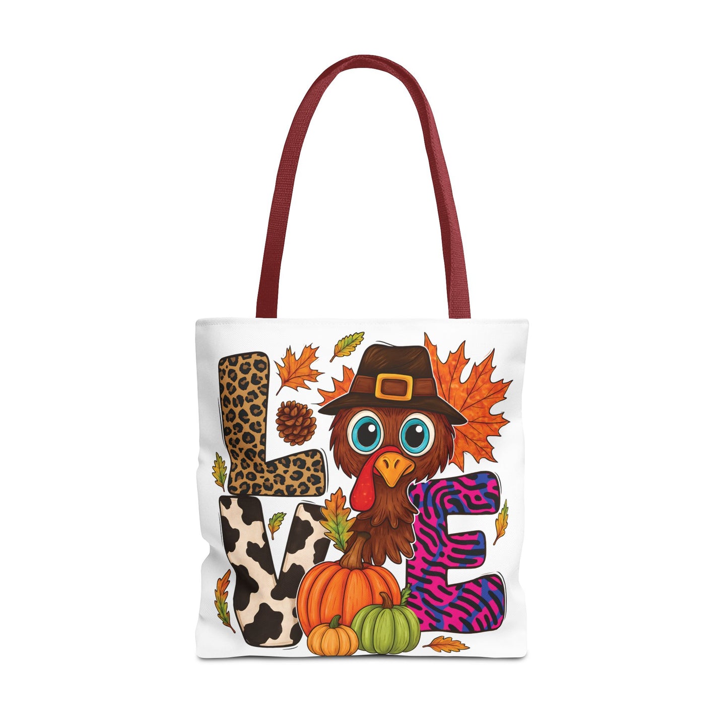 🦃 LOVE Turkey Tote Bag – Wild Prints, Big Eyes & Thanksgiving Fun 🎨