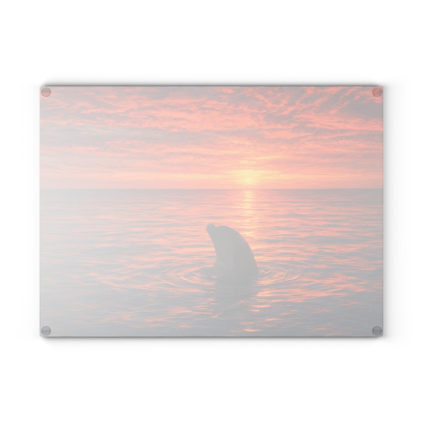 Dolphin Sunset Glass Cutting Board – Ocean Serenity Coastal Kitchen Decor