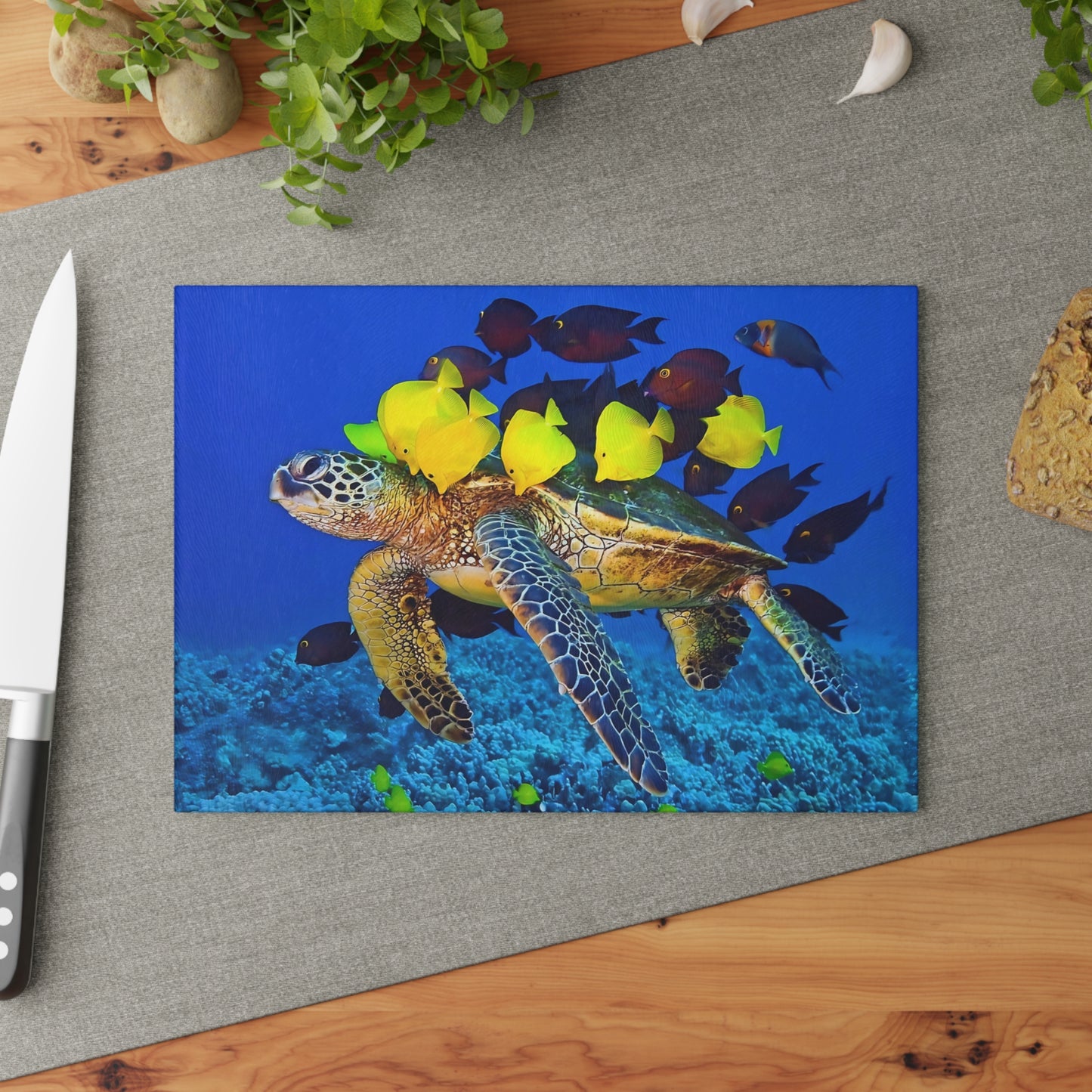 Tabla de cortar con diseño de tortuga marina: Majestuosidad submarina para tu cocina