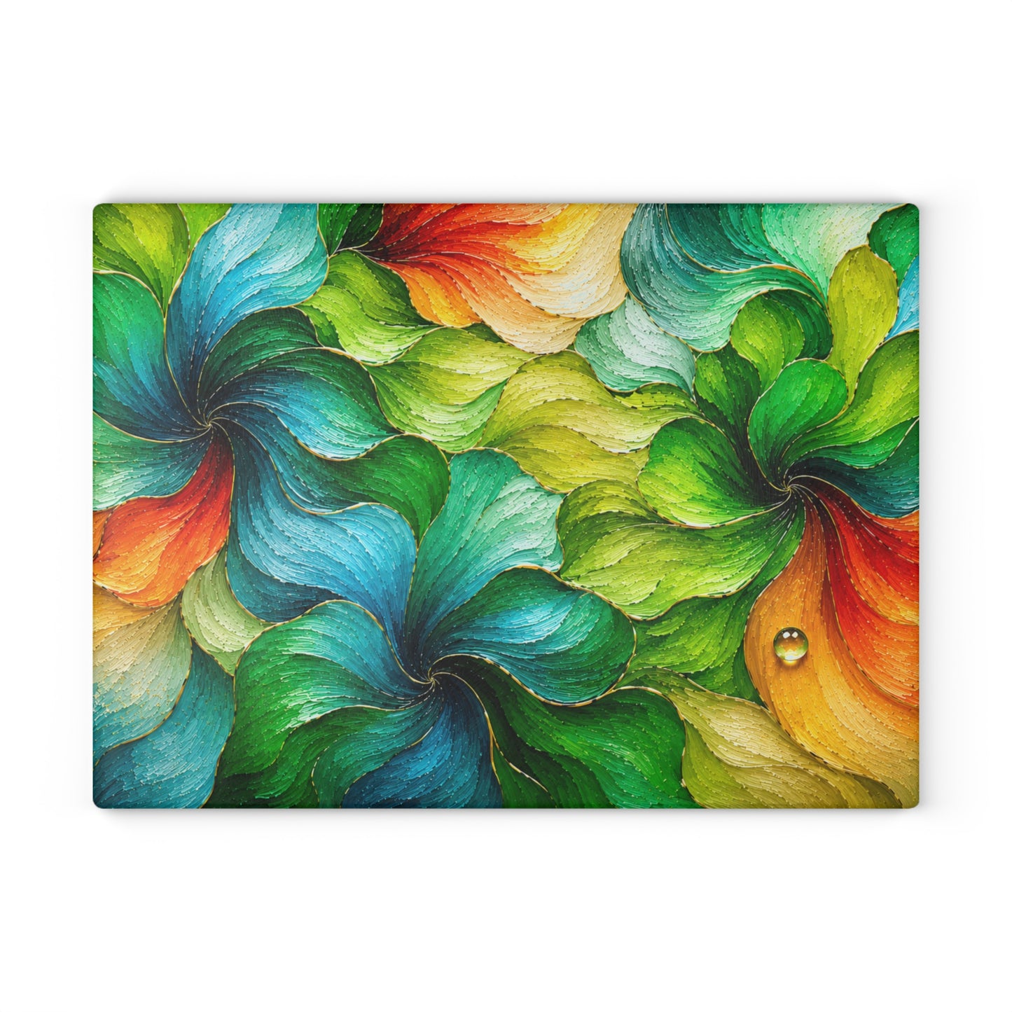 Colorful Abstract Swirl Glass Cutting Board – Vibrant Modern Art Kitchen Decor