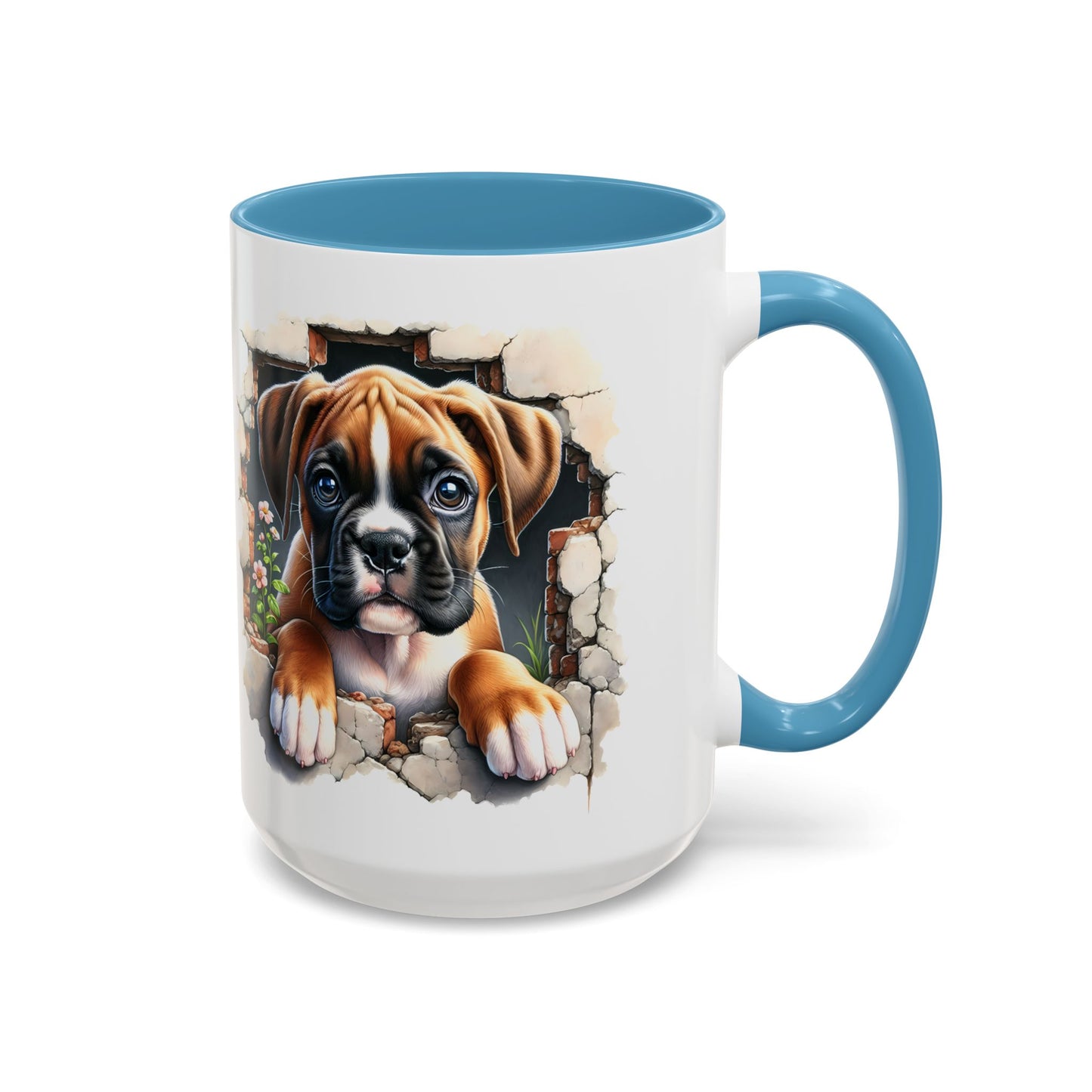 🐶☕ Boxer Puppy Peek Accent Mug – Adorable Dog Lover Gift ✨💛