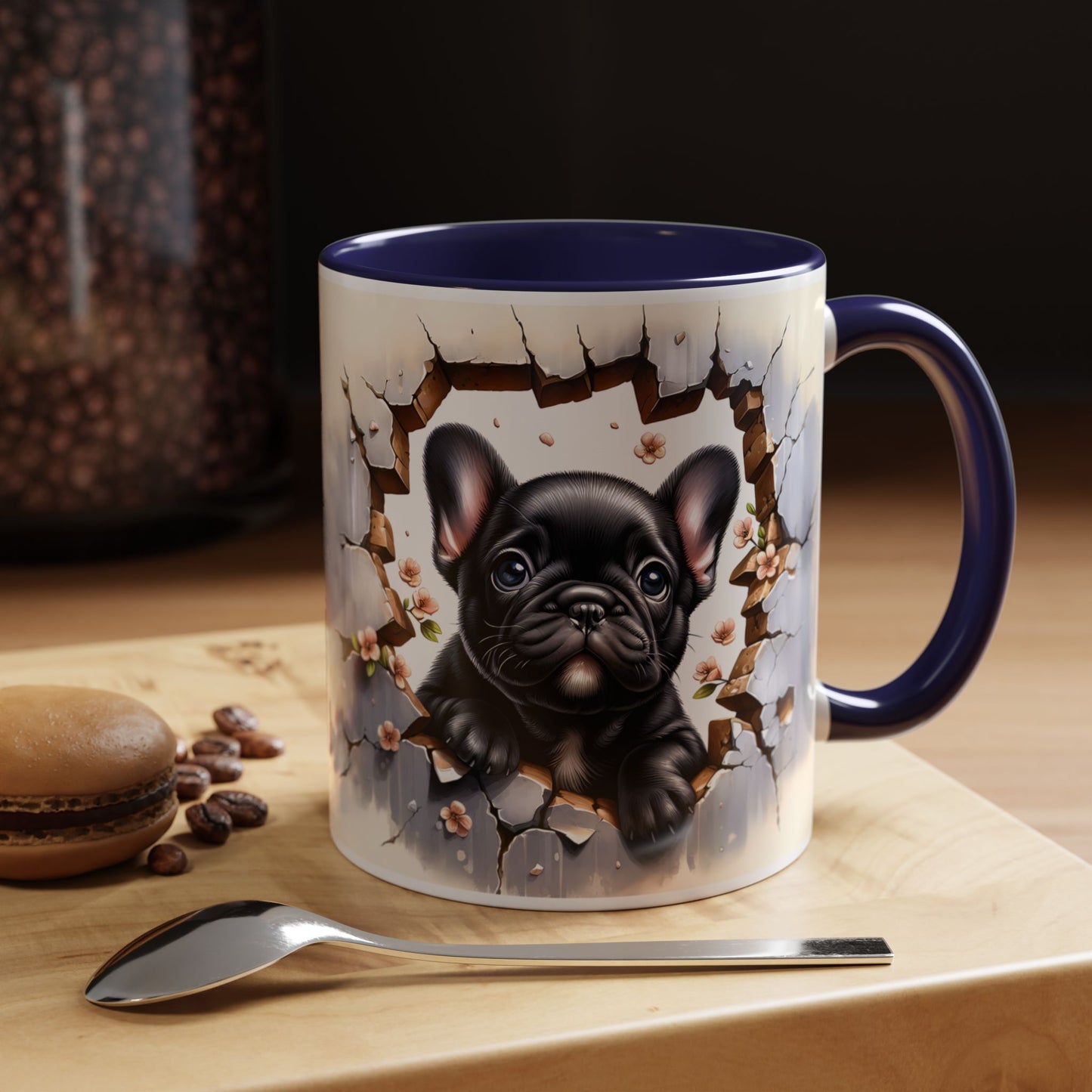 🐾☕ Black French Bulldog Puppy Accent Mug – Cute Breakthrough Pup Design ✨