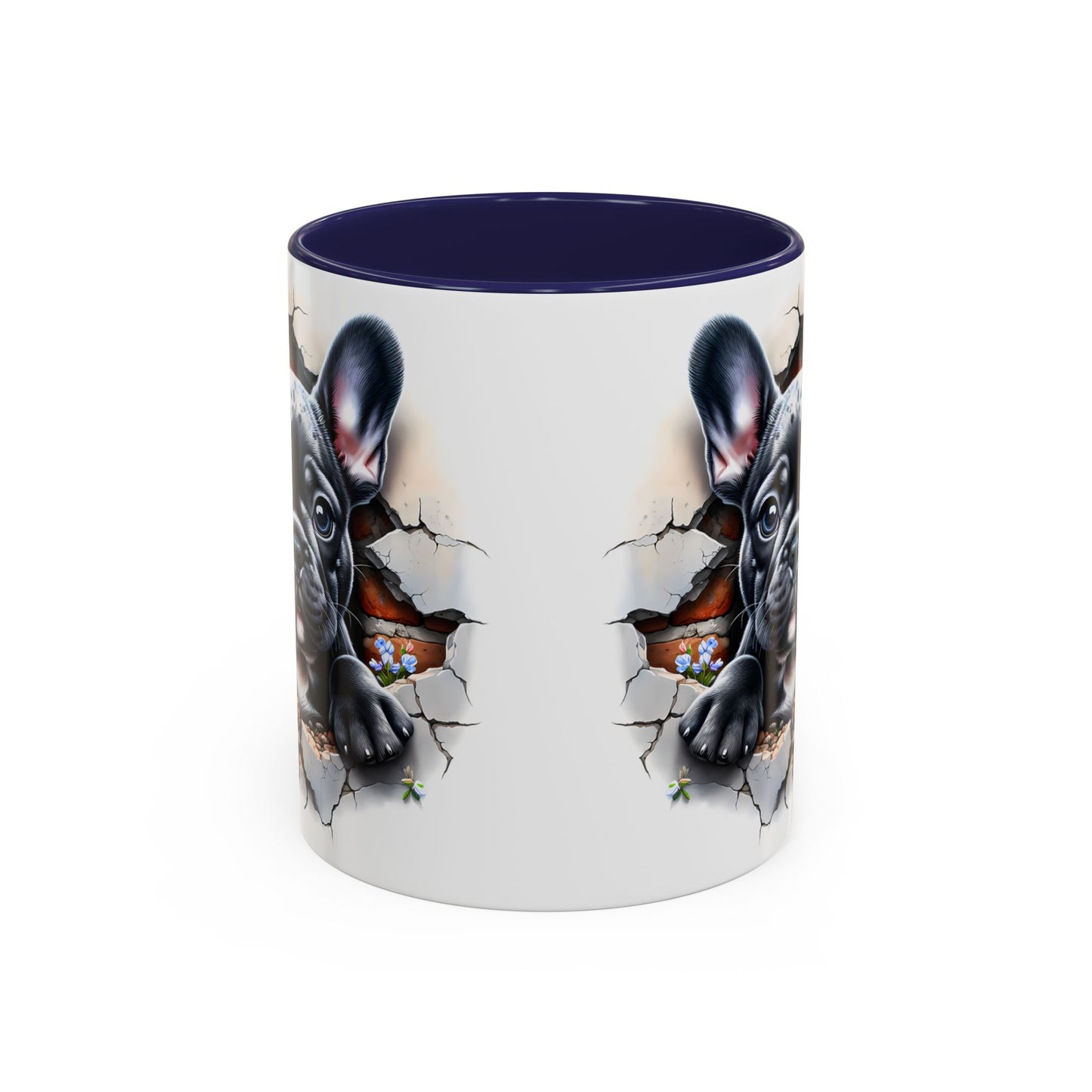 🐾🖤 Black French Bulldog Puppy Accent Mug – Cute Peek-Through Cup for Dog Lovers ☕✨