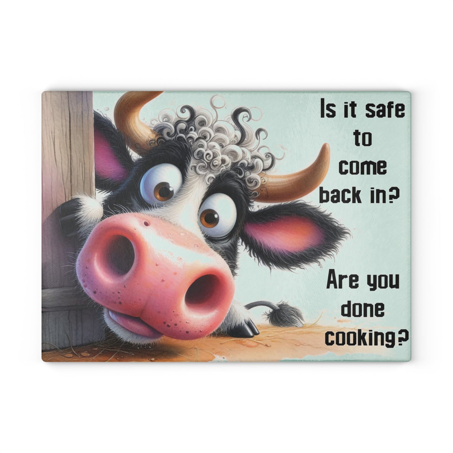 Are You Done Cooking Glass Cutting Board – Funny Cow Kitchen Art Display