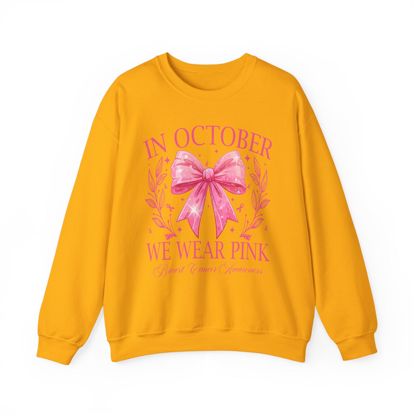 🎀✨ In October We Wear Pink Sweatshirt – Elegant Bow Breast Cancer Awareness Crewneck