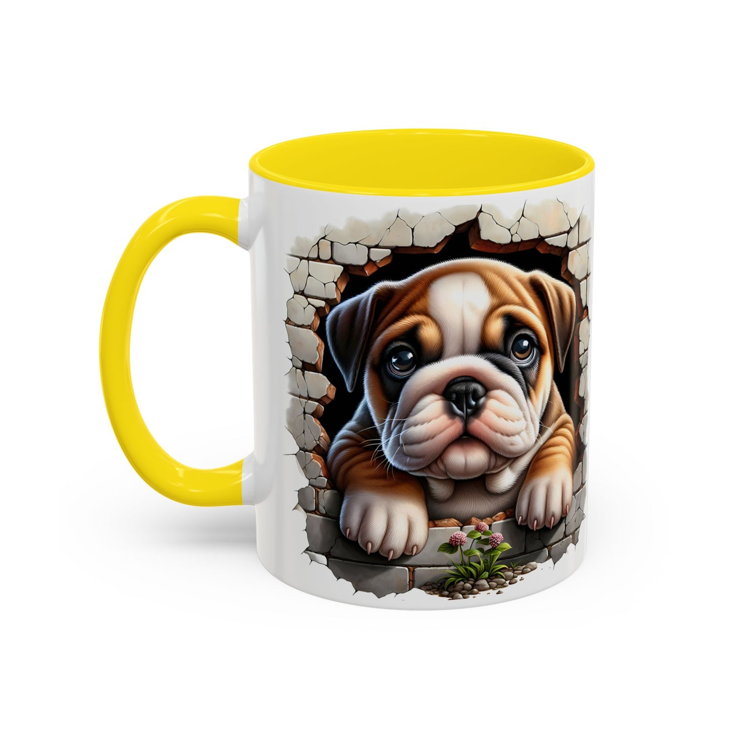 🎀🐶 English Bulldog Puppy Accent Mug – Cute Peek-Through Dog Design for Animal Lovers ☕💖