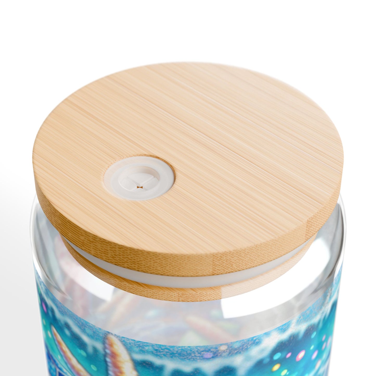 Vaso para sorbos con diseño de tortuga marina con brillo playero: una belleza costera para sorbos de verano.