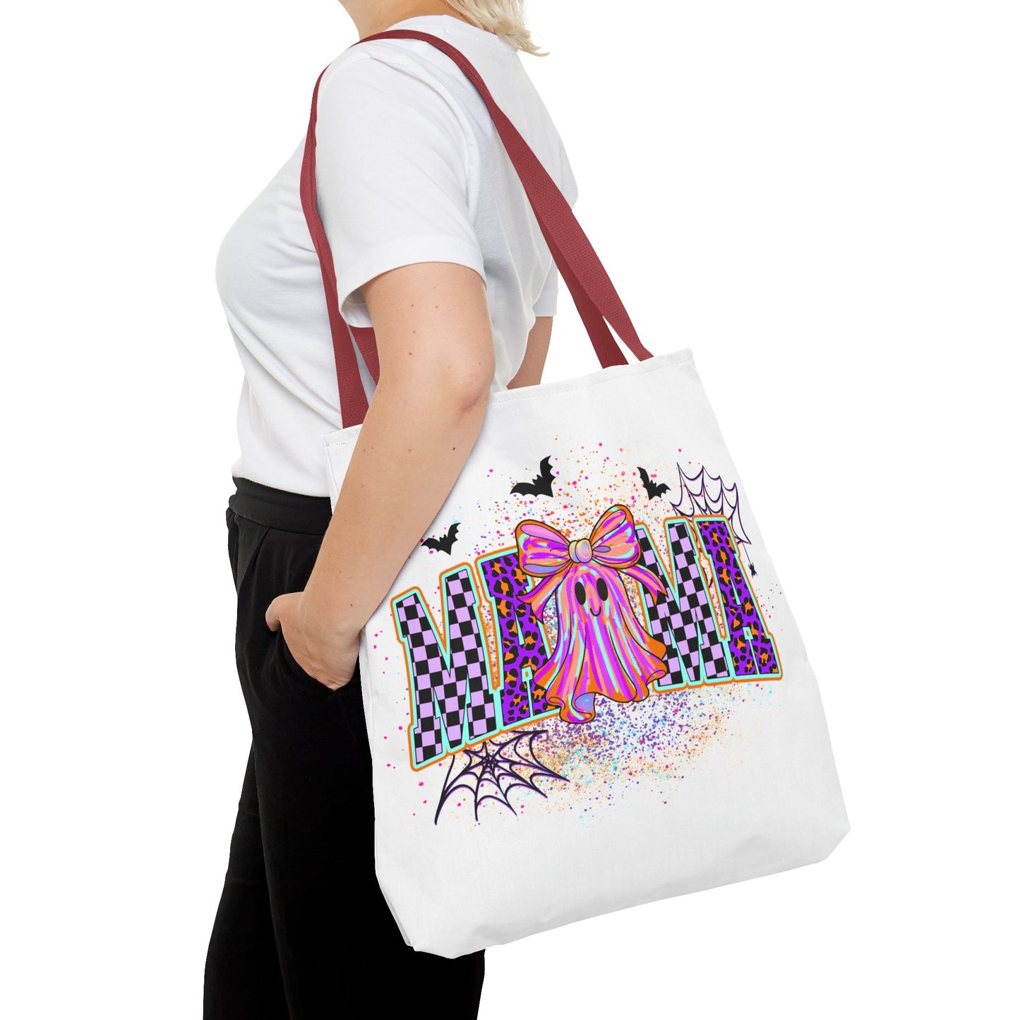 🎃 Colorful Mama Ghost Halloween Tote Bag – Spooky Fun with a Pop of Color 👻👜