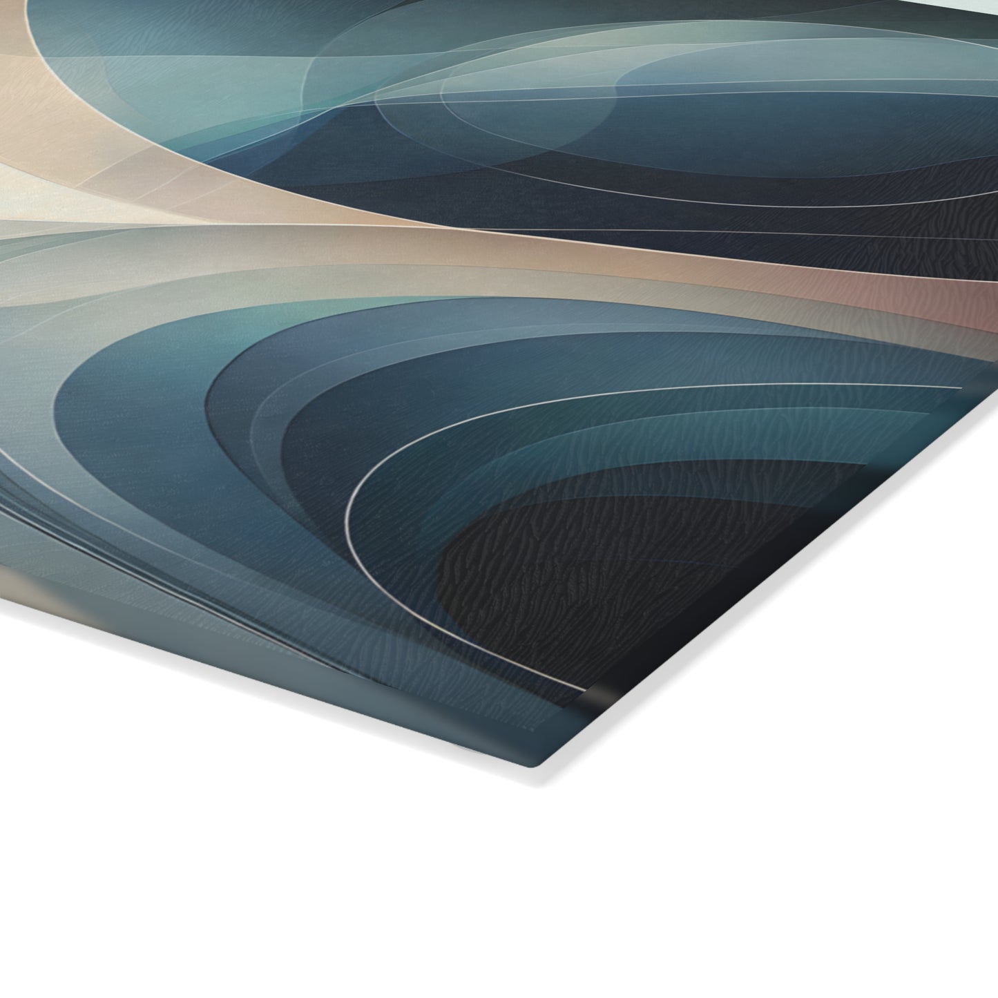 Modern Abstract Wave Glass Cutting Board – Neutral Flow Contemporary Kitchen Art