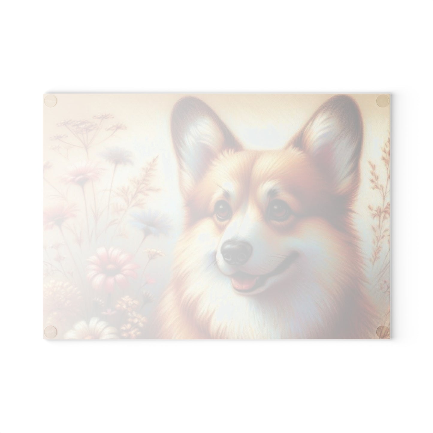 🐶 Corgi Charm Cutting Board – Warm Meadows & Puppy Smiles for Your Kitchen 🌼