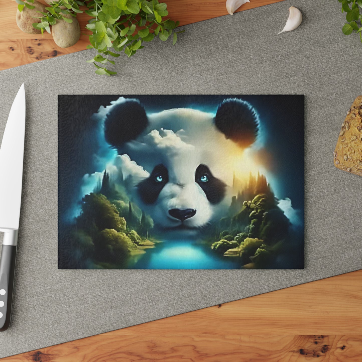 Panda Bear Tempered Glass Cutting Board