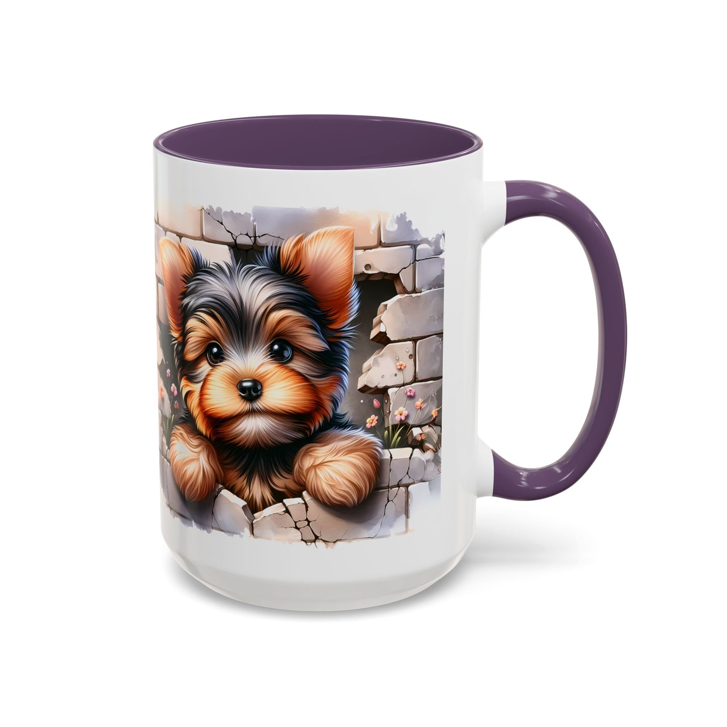 🎀🐶 Yorkie Puppy Accent Mug – Cute Peek-Through Dog Design for Animal Lovers ☕💖