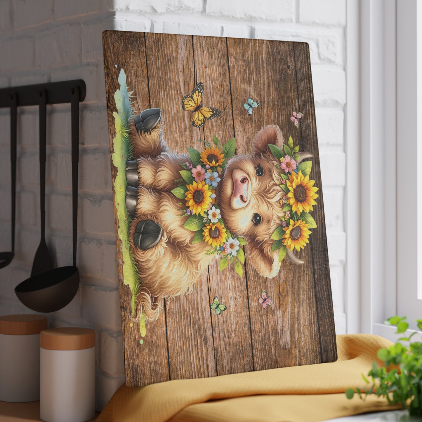 Cow Cutting Board, Highland Cow Glass Cutting Board, Cow Kitchen Decor, Chopping Board New Home Gift, Charcuterie Board, Highland Cow Gifts