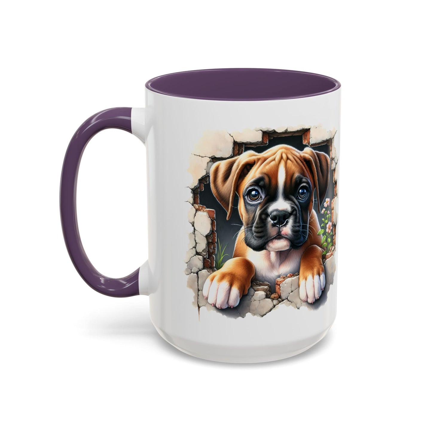 🐶☕ Boxer Puppy Peek Accent Mug – Adorable Dog Lover Gift ✨💛