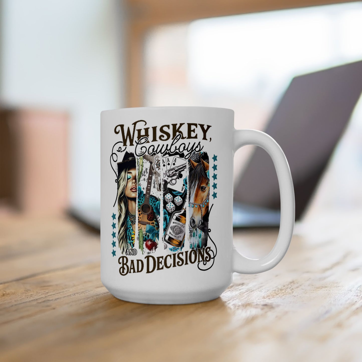 🥃 Whiskey, Cowboys, and Bad Decisions Mug – Perfect for the Wild at Heart! 🤠