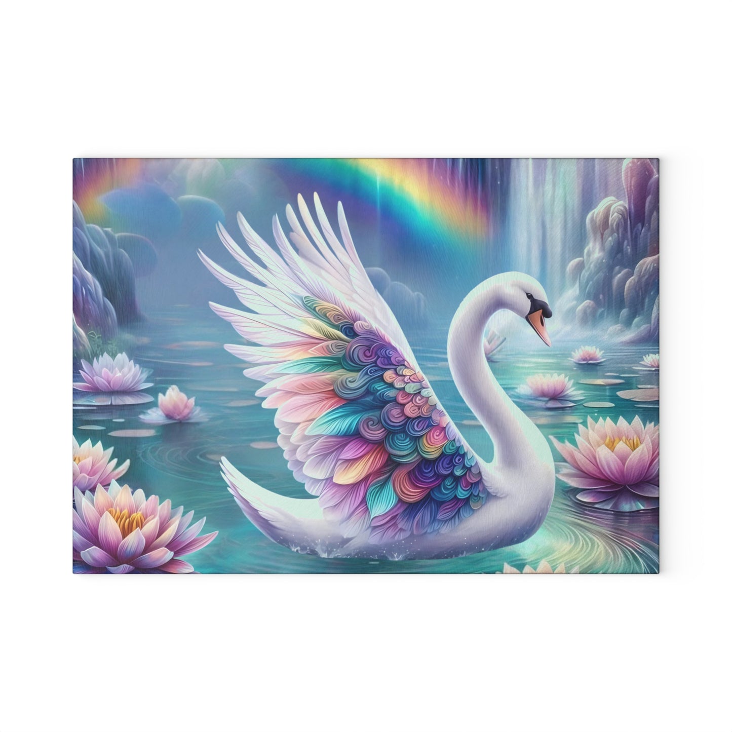 Swan Glass Cutting Board – Elegant Kitchen Decor | Tempered Glass Serving Board with Graceful Bird Design
