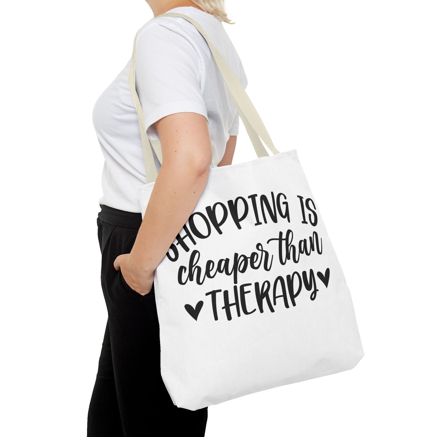 🛍️ Shopping Is Cheaper Than Therapy Tote Bag – Fun & Stylish Everyday Carry ❤️