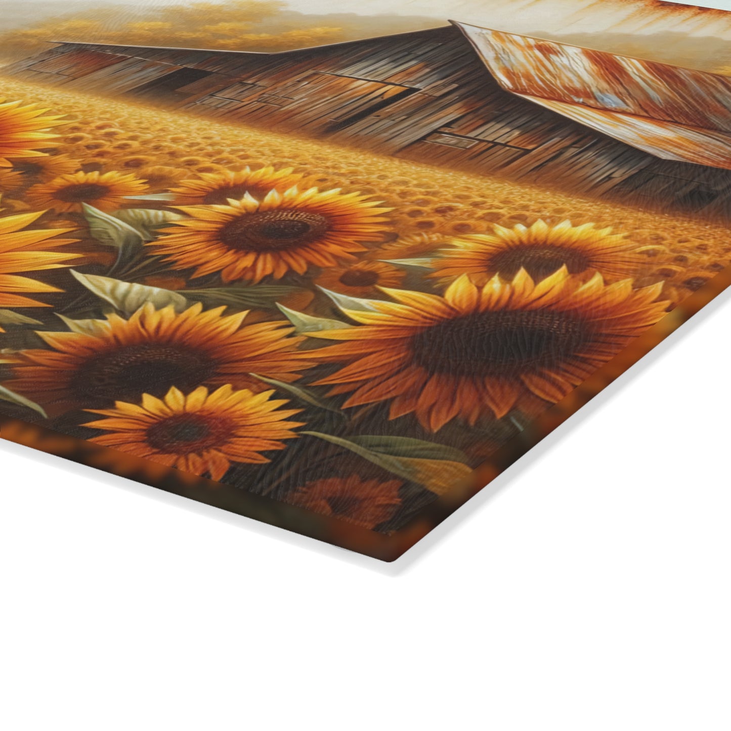 🌻🏡 Rustic Sunflower Barn Cutting Board – Timeless Farmhouse Elegance for Your Kitchen 🌾