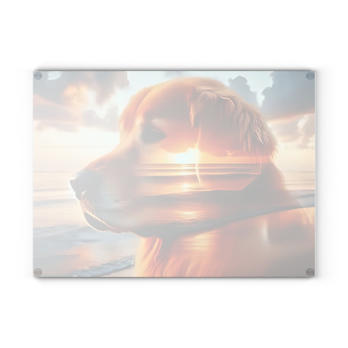 🌅🐕 Golden Retriever Sunset Cutting Board – Coastal Serenity Meets Canine Love 🐾✨
