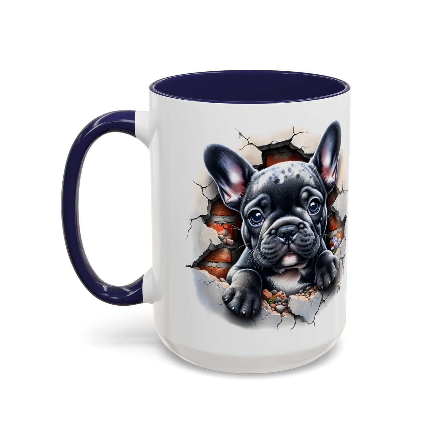 🐾🖤 Black French Bulldog Puppy Accent Mug – Cute Peek-Through Cup for Dog Lovers ☕✨