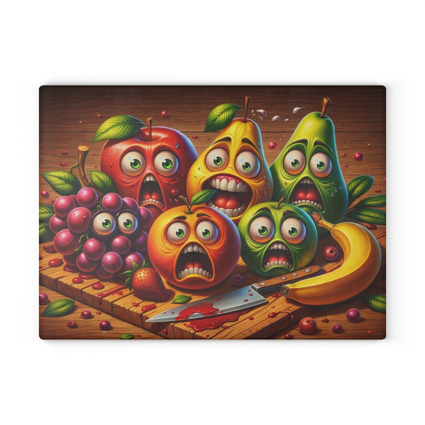 Kitchen Crime Scene Glass Cutting Board – Funny Fruit Kitchen Humor Design