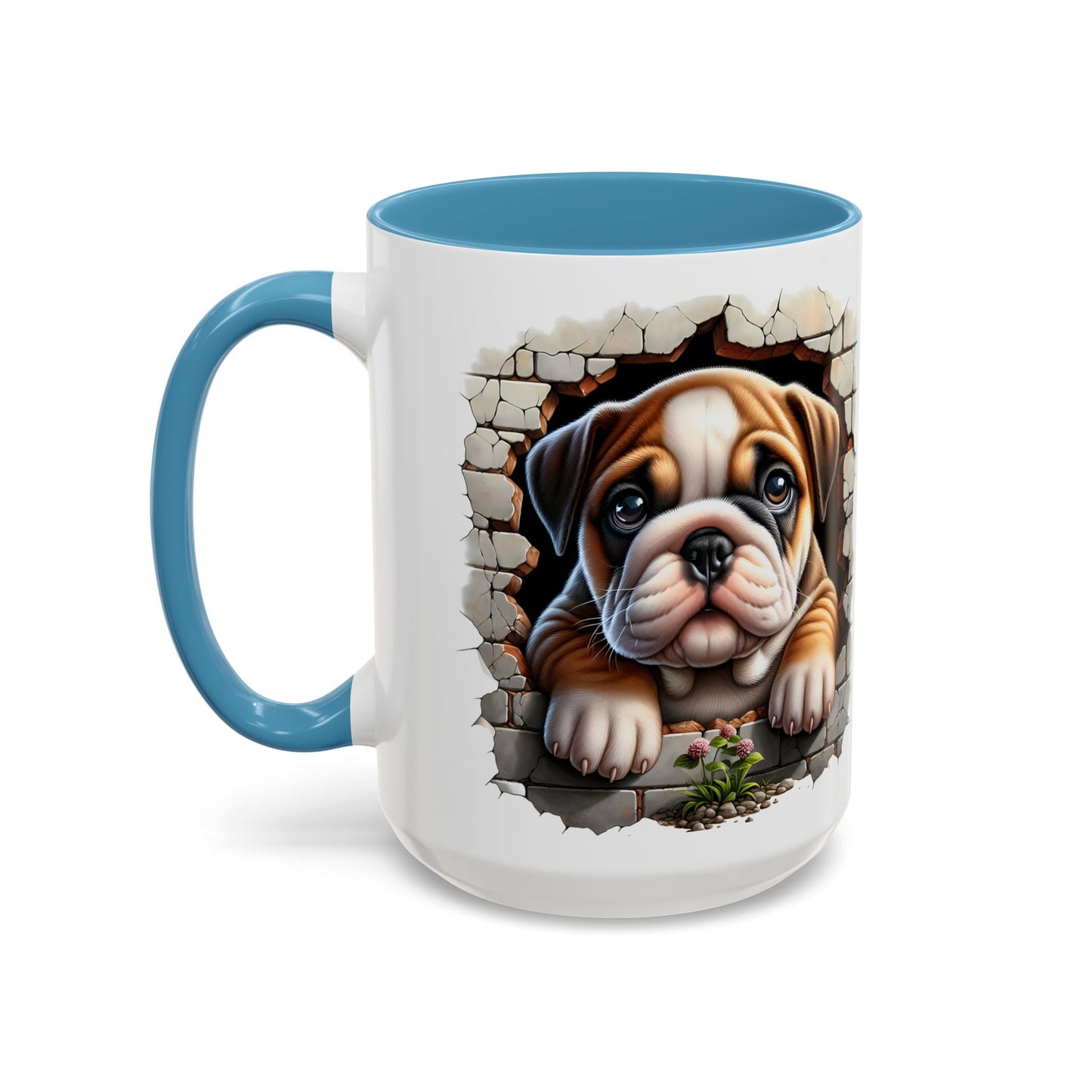 🎀🐶 English Bulldog Puppy Accent Mug – Cute Peek-Through Dog Design for Animal Lovers ☕💖