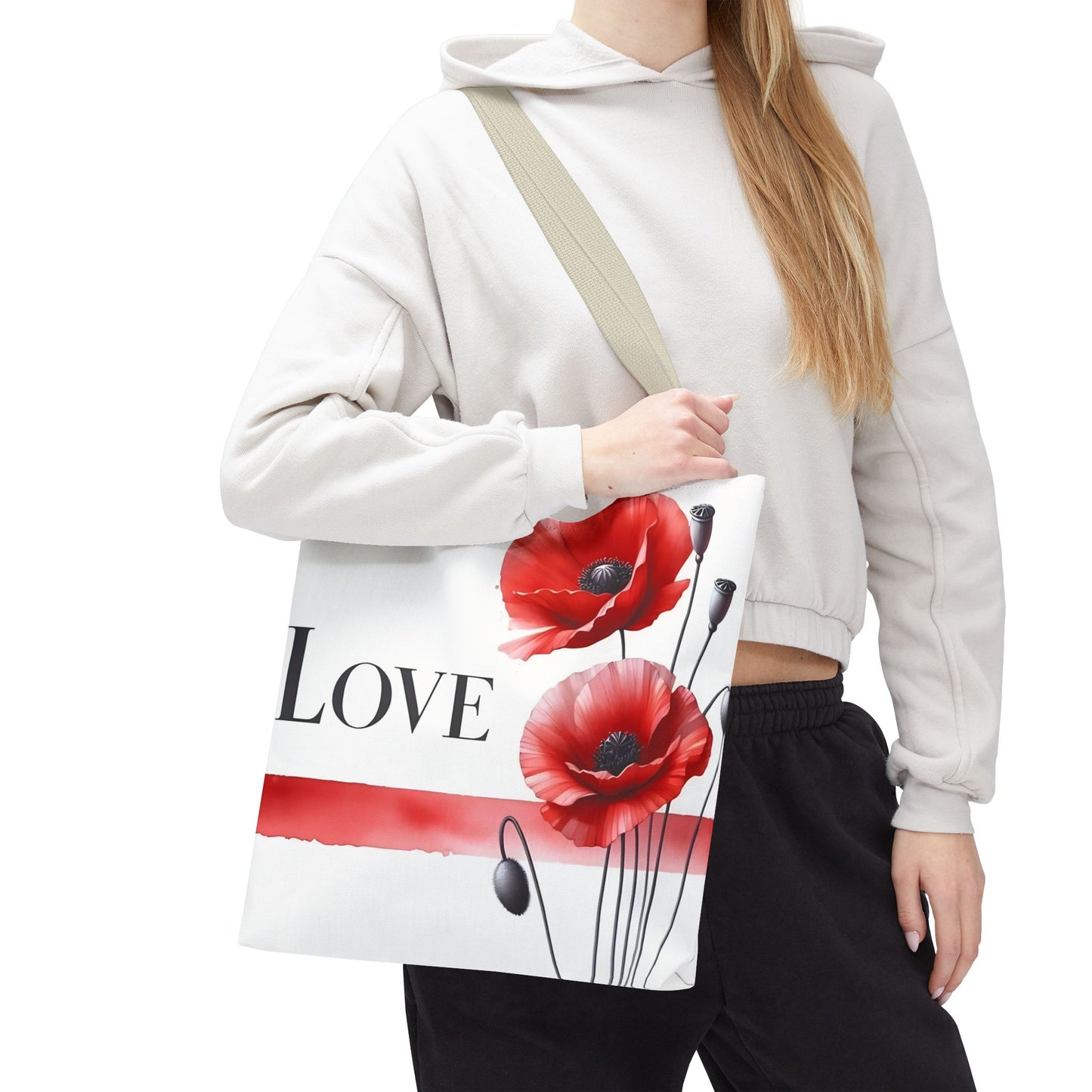 ❤️ Bolso Tote Floral Rojo “Love” – Atrevido, Hermoso y Lleno de Corazón
