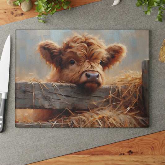 🐮 Rustic Highland Calf Cutting Board – Farmhouse Charm with a Cozy Country Feel