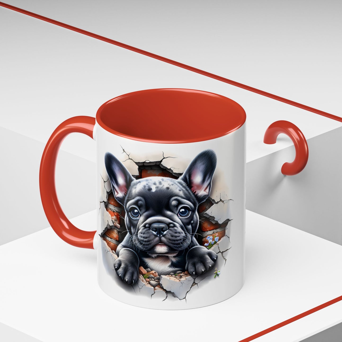 🐾🖤 Black French Bulldog Puppy Accent Mug – Cute Peek-Through Cup for Dog Lovers ☕✨