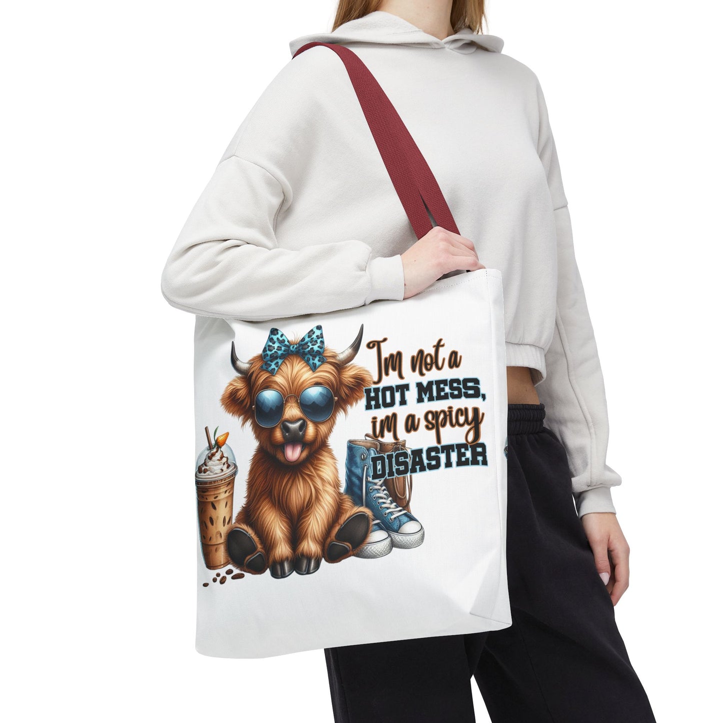 Bolsa de tela Highland Cow: «No soy un desastre picante, soy un desastre picante».