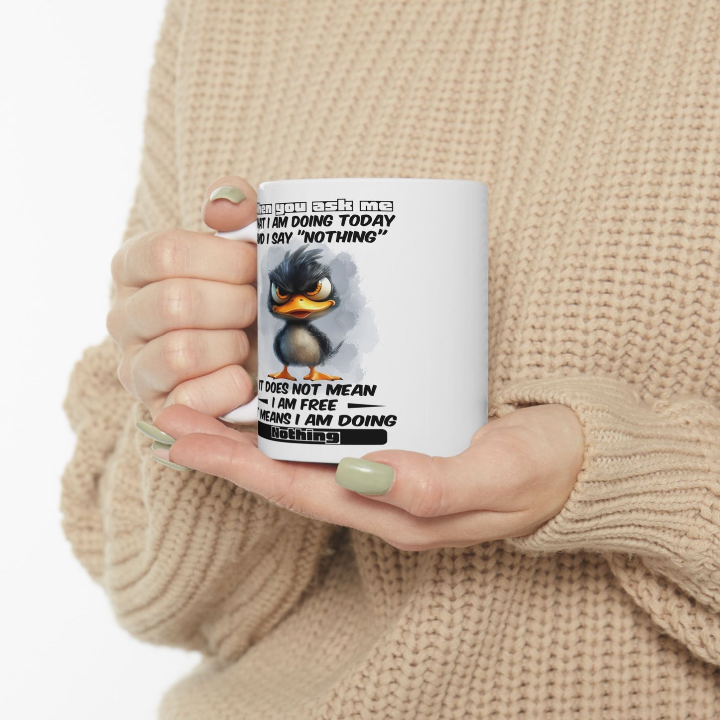 Taza del pato gruñón “No estoy haciendo nada”: ¡adopta la vida tranquila con estilo!