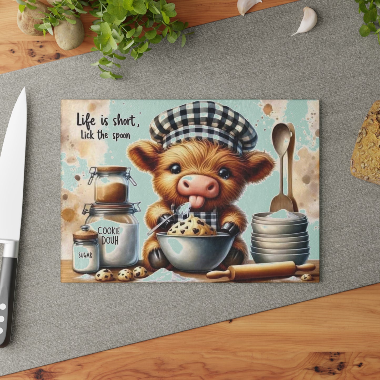 🐮 Cookie Dough Cow Cutting Board – Sweet Whimsy for the Heart of Your Kitchen
