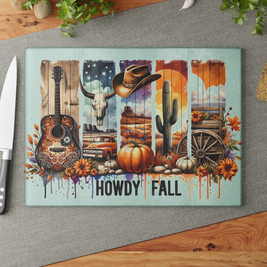 🍂🎸 Howdy Fall Cutting Board – Rustic Western Charm for Your Autumn Kitchen 🤠🌻