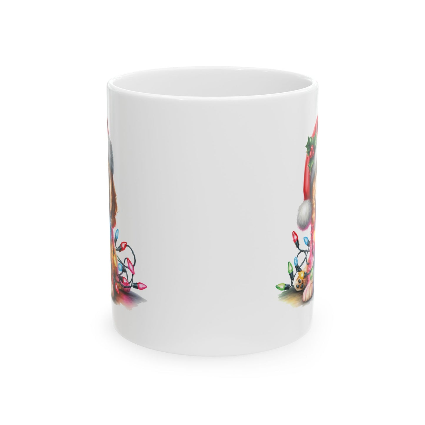🎁 Cocker Spaniel Christmas Lights Mug – Sweet Holiday Cheer with a Bow 🎄🐶