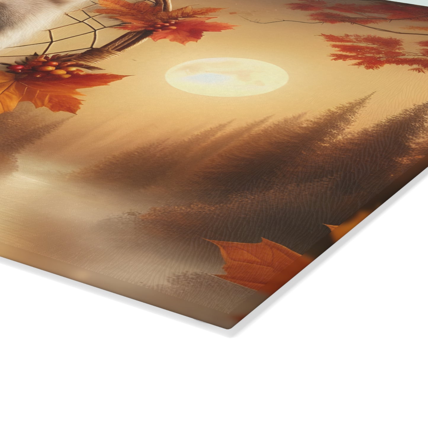 🐺 Autumn Wolf Dreamcatcher Cutting Board – Mystical Forest Elegance 🌕