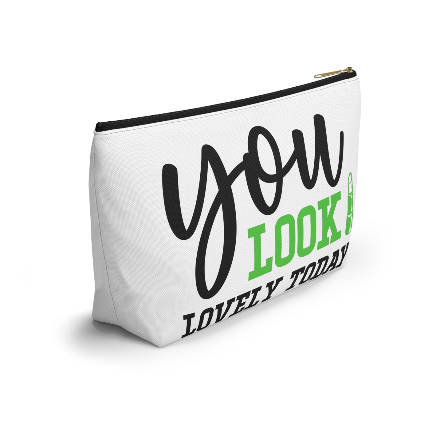 Accessory Pouch – "You Look Lovely Today" Green Makeup Bag