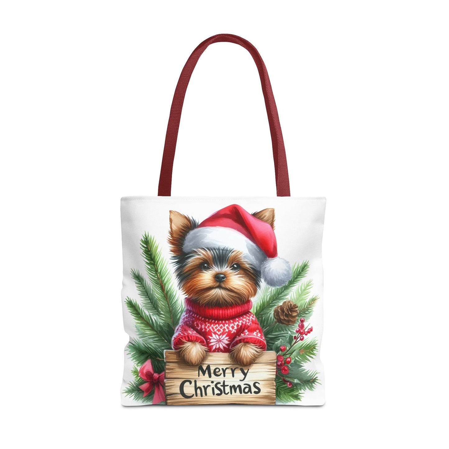 📦🐶 Yorkie Christmas Tote Bag – Tiny Terrier Holiday Charm in Every Carry 🎄
