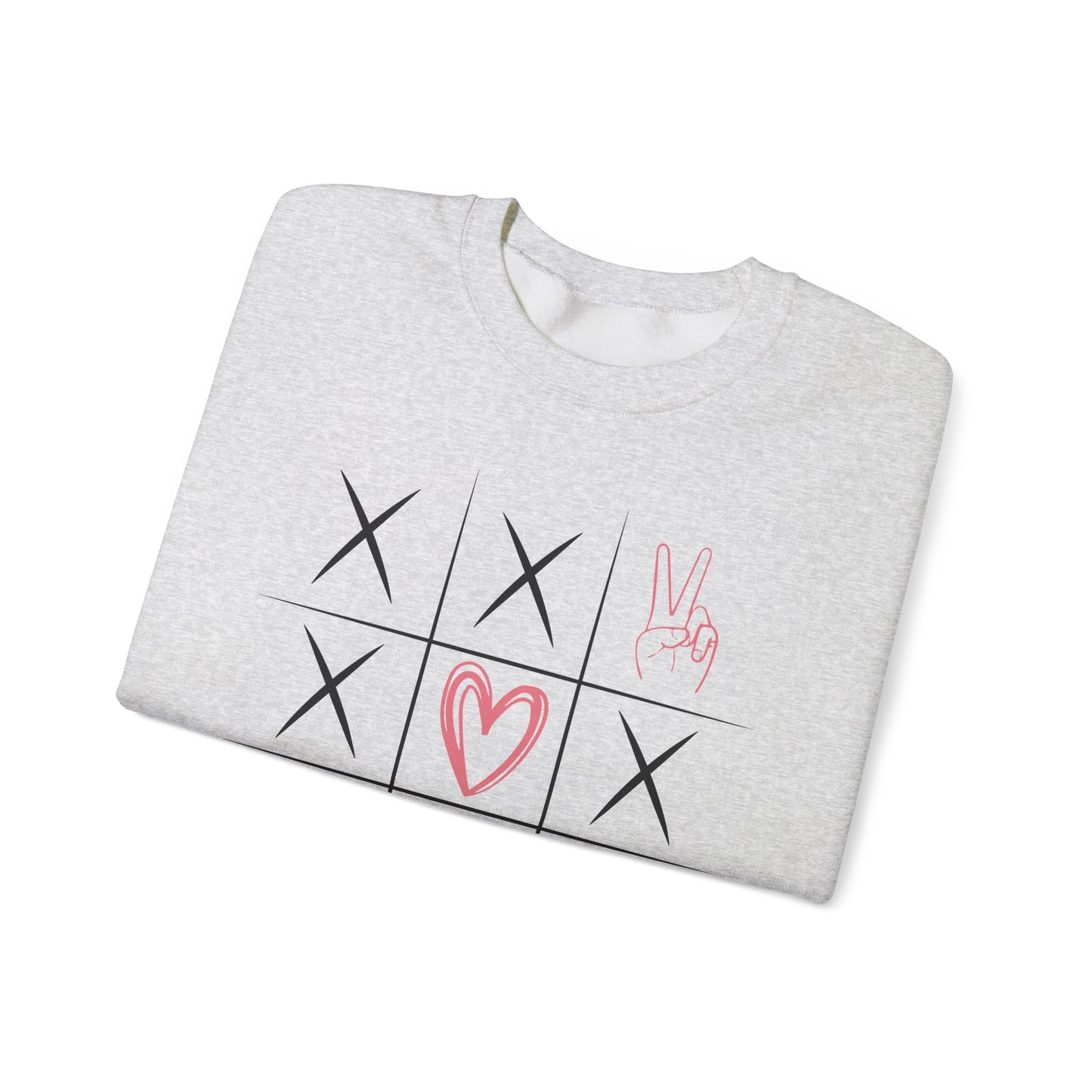 🌍🎗️ World Cancer Day Sweatshirt – Awareness Tic-Tac-Toe Heart & Ribbon