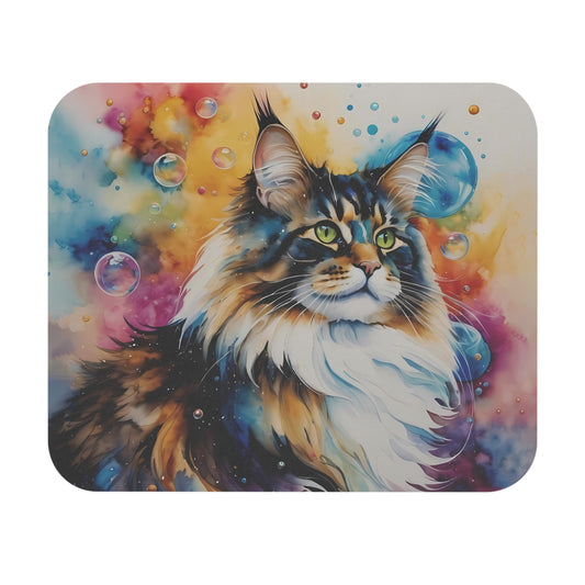 Alfombrilla de ratón con diseño de gato Maine Coon: un encanto felino majestuoso para tu escritorio