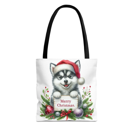 🎁 Husky “Merry Christmas” Tote Bag – Holiday Cuteness You Can Carry 🎄