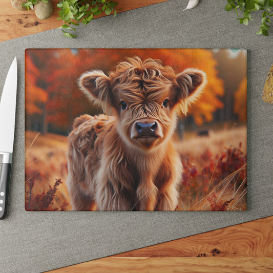 🍁 Autumn Highland Calf Cutting Board – Warm Rustic Charm for Your Fall Kitchen