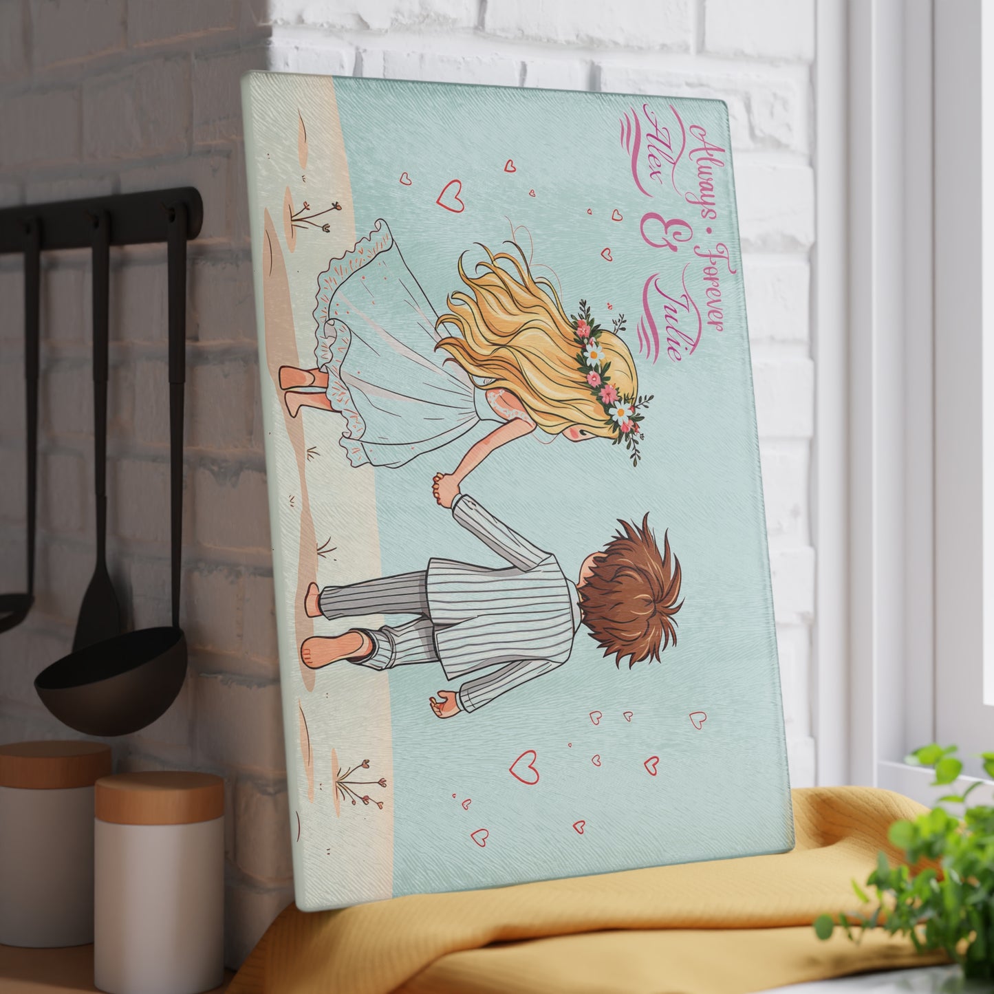 Personalized Wedding Couple Cutting Board – Custom Love Keepsake with “Always & Forever” Charm