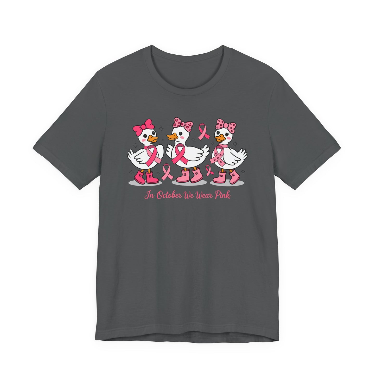 🎀🦆 In October We Wear Pink Duck T-Shirt – Cute Breast Cancer Awareness Tee 💖✨