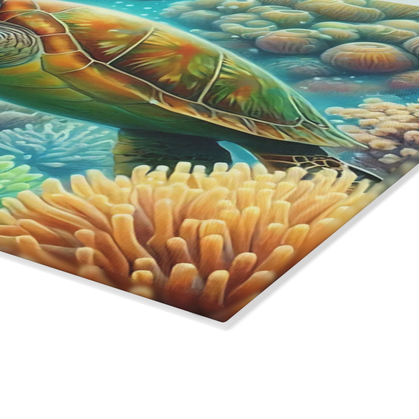 Rainbow Coral Sea Turtle Cutting Board – Vivid Marine Fantasy