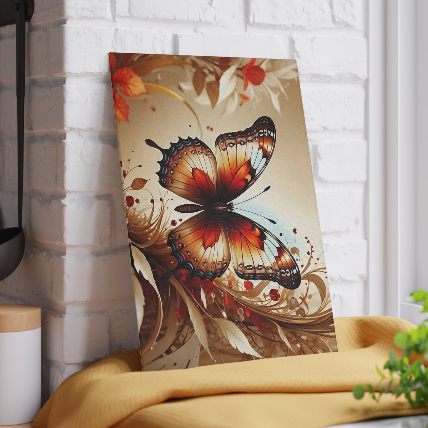 Hermosa tabla de cortar de vidrio con forma de mariposa, decoración de mariposas, tabla de cortar, decoración de cocina, arte de cocina, tabla para servir, regalo de pavo real, regalo de mariposa, tabla de cortar floral