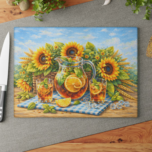 Sunflower Iced Tea Cutting Board – Sweet Summer Sips and Kitchen Charm