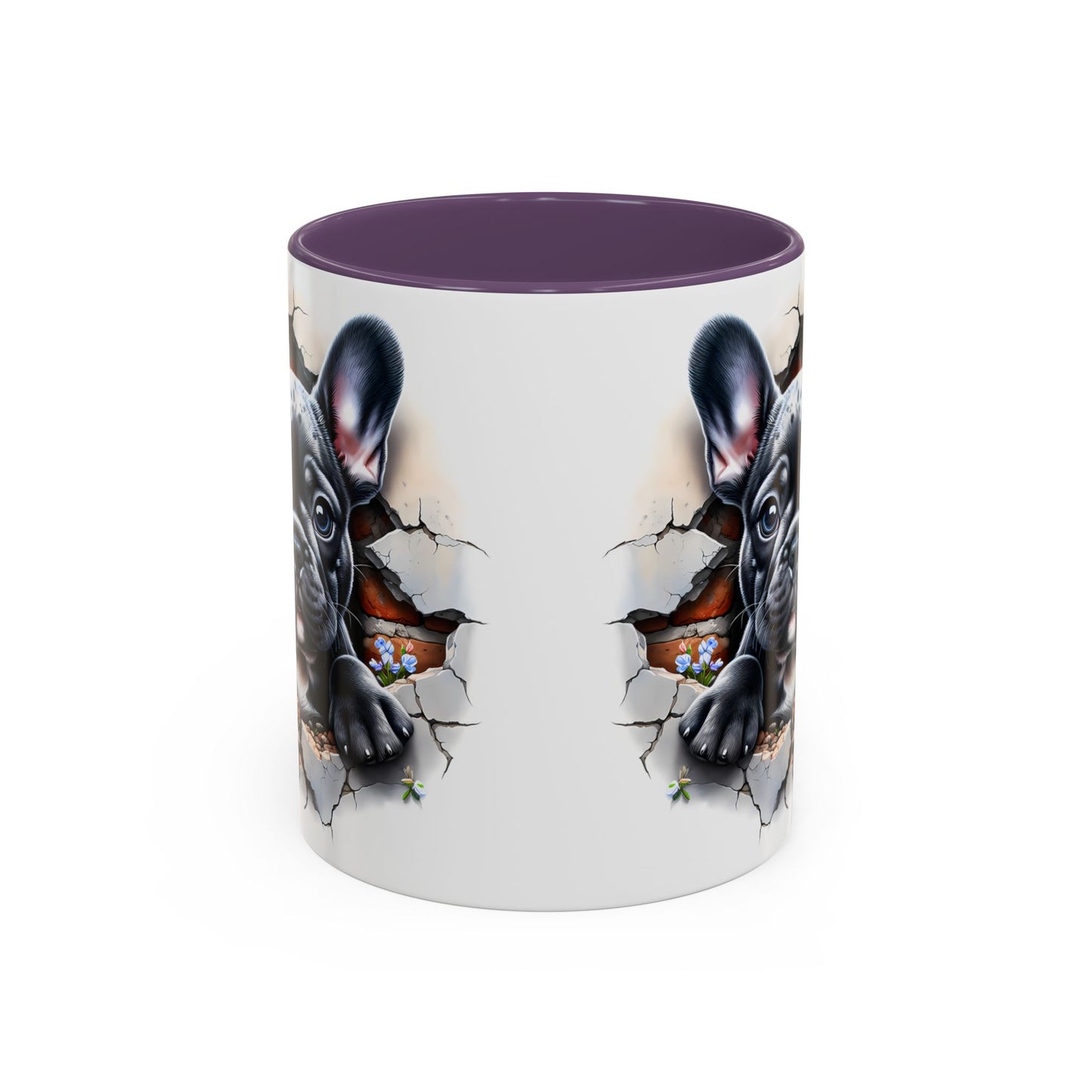 🐾🖤 Black French Bulldog Puppy Accent Mug – Cute Peek-Through Cup for Dog Lovers ☕✨