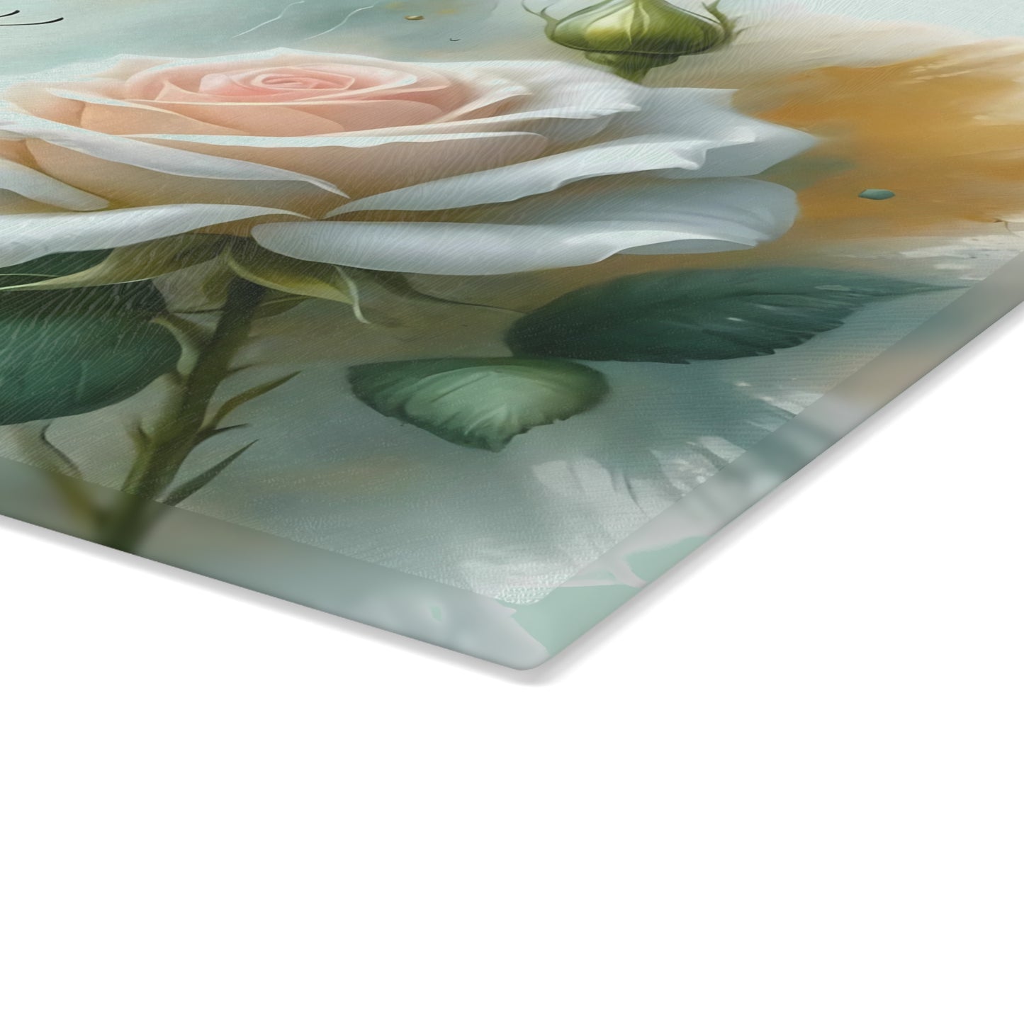 Butterfly & Single Rose Glass Cutting Board – Graceful Beauty for Your Kitchen